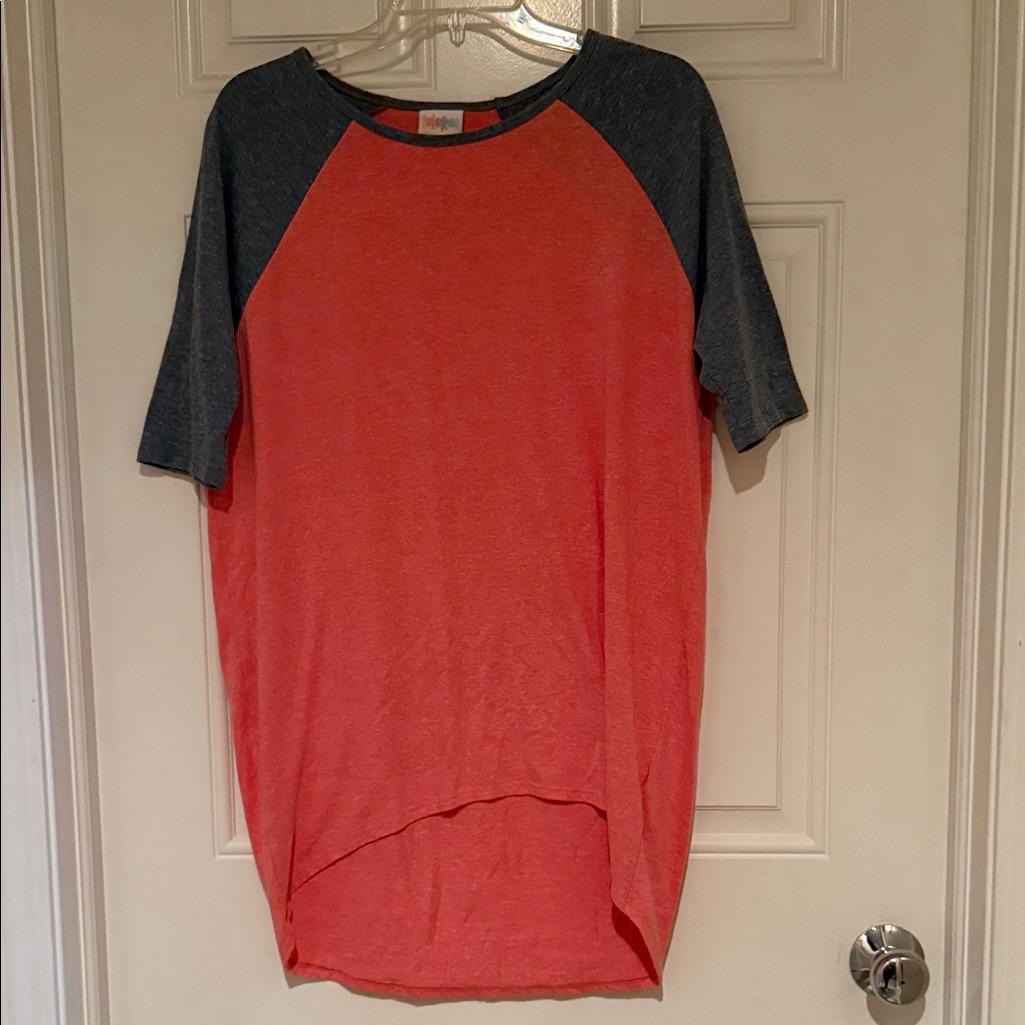 Lularoe Coral Tee With Charcoal Accents